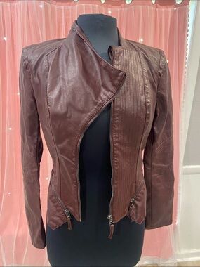 Blank NYC Women's Dark Brown Faux Leather Moto Jacket size S